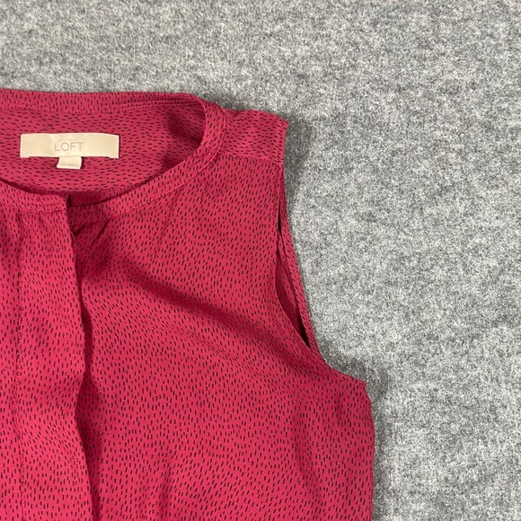 Loft Top Womens Extra Small XS Purple AOP Henley Sleeveless Lightweight Casual - Picture 3 of 11